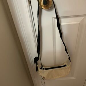 NEW BAGGU Mini Nylon Crescent Bag. Ivory. New with tags.